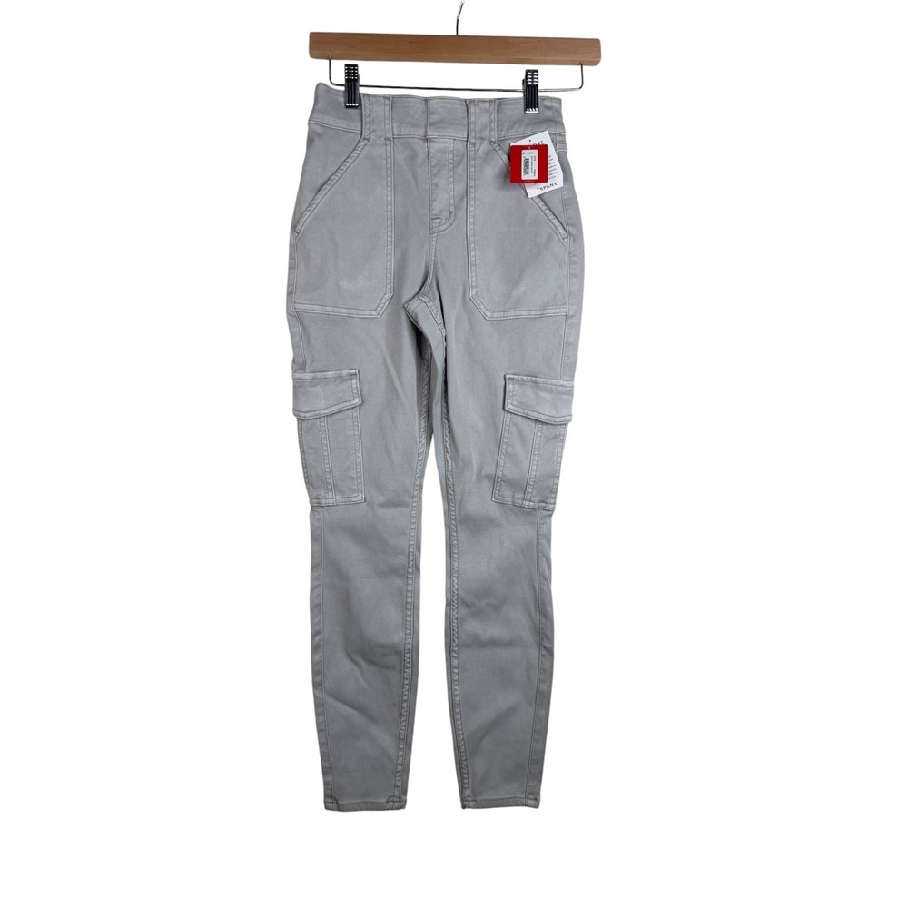 NWT Spanx Women's Stretch Twill Ankle Cargo Pants size Small Crystal Grey